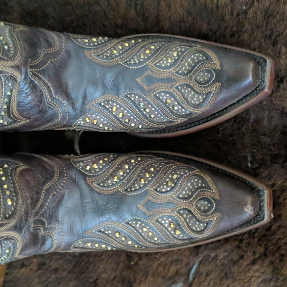 CORRAL C2878 brown leather & gold studded snip toe cowgirl western boots… - Picture 13 of 16